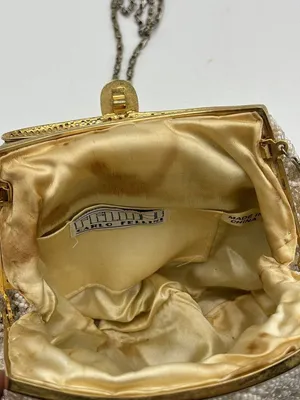 Carlo Fellini Clutch Purse Handbag White & Cream Beaded thumbnail 6