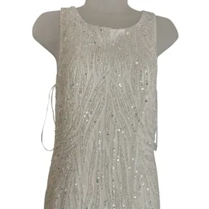 Lulus Glamourous Ever After White Sequin Beaded Backless Maxi Dress Medium Bride thumbnail 5