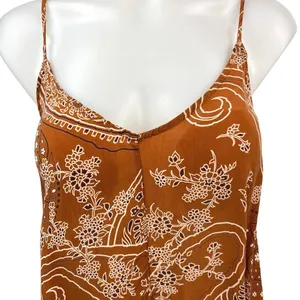 Zara Brown V Neck Boho Sleeveless Floral Paisley Camisole Cami Tank Top Sz XS thumbnail 6