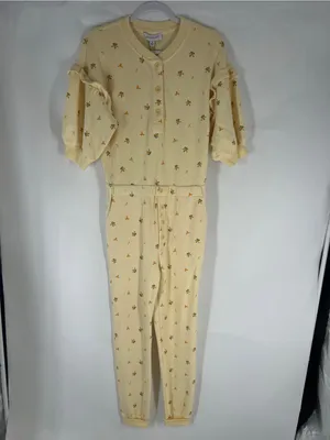 Something Navy Esmeralda Ruffle Floral Jumpsuit Yellow Size S NWT thumbnail 2