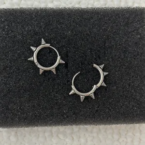 14mm Spike Small Hoop Earrings for Men Women Streetwear Punk Hip Hop Unisex Earrings thumbnail 4