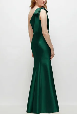 Alfred Sung Bow One-Shoulder Satin Trumpet Gown Black 2 thumbnail 5