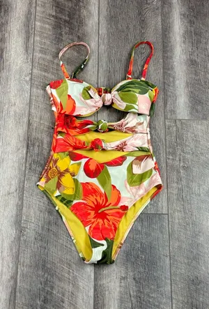 Aerie Cream Tropical Cutout One Piece Swimsuit thumbnail 1