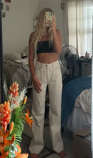 Beige Flare Jeans thumbnail 1
