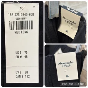 NWT Abercrombie‎ & Fitch Womens M (Long) Pants Black Wide Leg Linen Blend NEW thumbnail 7
