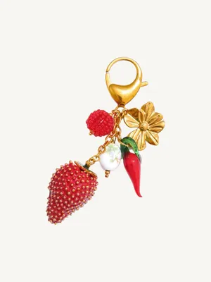 Gold Plated Strawberry Garden Bag Charm & Keychain Stainless Steel thumbnail 2