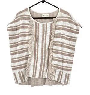 Lou & Grey for Loft Size Medium Short Sleeve Blouse Top Shirt Cotton Blend thumbnail 1