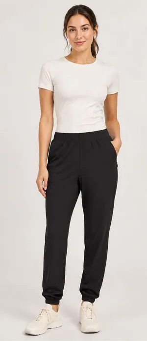 Free People Movement Black Mid-Rise Joggers Zip Pockets Women’s Large #1000 thumbnail 1
