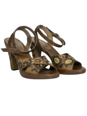 Kenneth Cole ❁ Afterflower Ankle Strap Embroidered Leather Heels ❁ Brown ❁ 9M ❁ thumbnail 10
