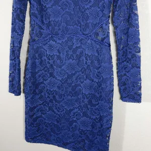 Social‎ Stories Women's Royal Blue Long Sleeve Lace Mini Dress Formal Size Small thumbnail 2