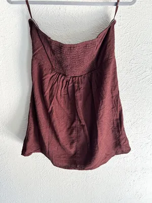 Anthropologie Celandine Linen-Blend Strapless Mini Dress Chocolate Brown Medium thumbnail 4