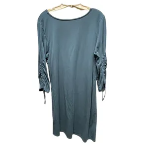 Garnet Hill size L Tencel Lyocell spandex ruched sleeves dress. thumbnail 3