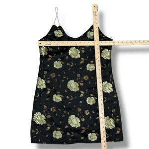 Forever‎ 21 Floral Satin Jacquard Mini Slip Dress Black Gold Medium thumbnail 12