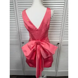 Lulu's Charming Celebration Pink Taffeta Bow Mini Dress Size Medium NWT $79 thumbnail 7
