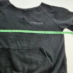 Fear of God -877 Essentials Black Raw Cut Notch Neck Sweatshirt‎ Logo FOG XL thumbnail 8