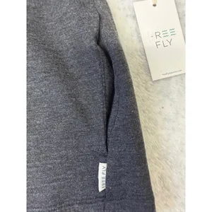 Free Fly Womens Bamboo Lightweight Fleece Cropped Hoodie Heather Black 3980 L thumbnail 2