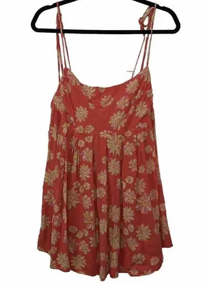 Free People Indigo Molly Floral Pink Printed Sleeveless Tunic Babydoll Top Sz M thumbnail 1