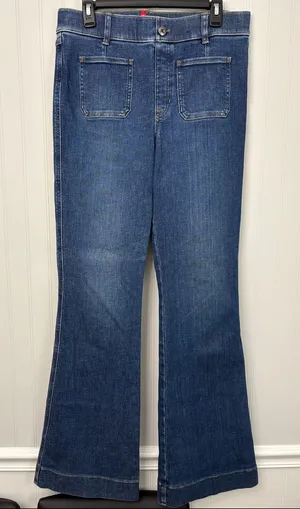 Spanx Everywhere Patch Pocket Flare Leg Jeans Women Size Large Tall #20850T thumbnail 1