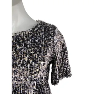 Search for Sanity Womens Faux Fur Sequin Shell Short Sleeve Sweater Blouse Top S thumbnail 3