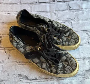 Coach Kalyn Low Top Logo Canvas Sneakers Shoes Womens 5.5 Black thumbnail 1