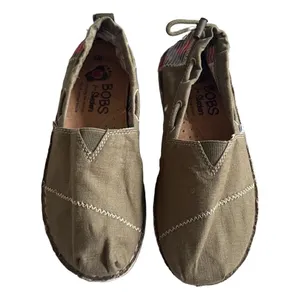 Skechers Bobs Olive Green Canvas Slip On Boat Shoe Flats Women 5 Comfort Neutral thumbnail 6