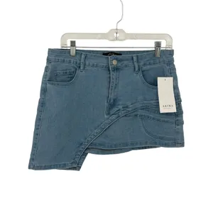 Akira Denim Mini Skirt Womens Large Blue Asymmetrical Streetwear Y2K‎ Urban Edgy thumbnail 2