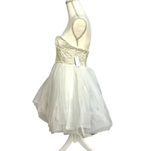 Strapless White Lace Tulle Dress M New Coquette Fairy BalletCore Princess Whimsy thumbnail 4