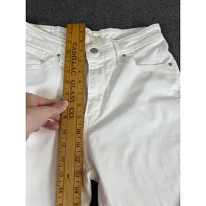 Levis 721 High Rise Skinny Ankle Jeans White‎ Distressed Raw Hem Size 30 thumbnail 11