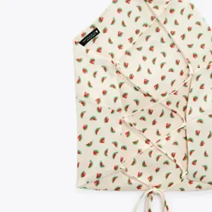 ZARA Watermelon Print Satin Effect Crisscross Lace-Up Tie Back Crop Top‎ Size XS thumbnail 10