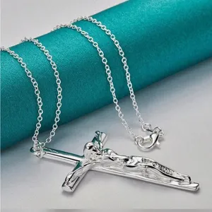 925 Sterling Silver Cross Pendant Necklace thumbnail 2