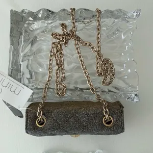 LONG CHAIN CROSSBODY GOLD GLITTER SHOULDER BAG Purse Evening Occasion Bag thumbnail 10