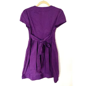 VTG Y2K dELiA*s Purple Short Sleeve Cotton Blend V Neck Belted Dress Sz M thumbnail 3