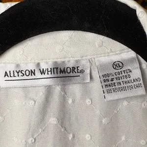 90s VTG Allyson Whitmore Raised Swiss Dot Embroidered White Shirt XL 100% Cotton thumbnail 8