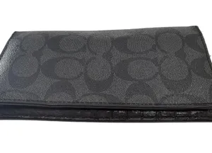 Coach Signature Coated Canvas Slim Black Wallet thumbnail 1