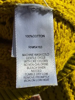 Marc NY Mustard Yellow Open Knit Cotton Sweater Size M thumbnail 7