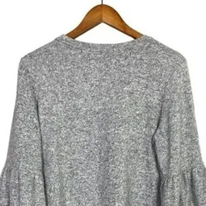 Zara Oversized Bell Longsleeve Soft Knit Pullover Sweater Crew Neck M Gray #4141 thumbnail 5