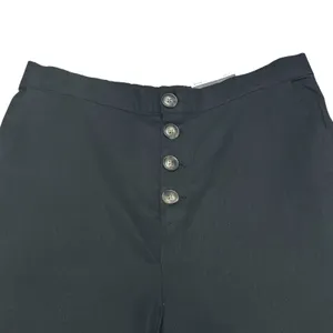 Who What Wear Linen Blend Wide Legged Cropped Pants Size 14 High Waist Black thumbnail 3