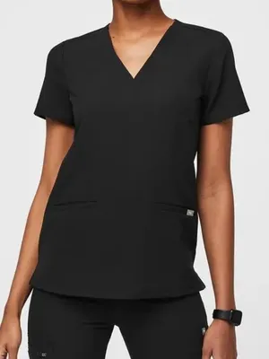 Like New Figs Black Casma XXS Scrub Top Women thumbnail 1
