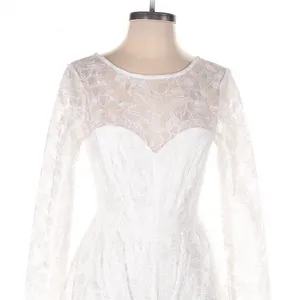 Lulus White Lace Romper Long Sleeve V-Back Size S Bridal Coquette Fairycore thumbnail 2