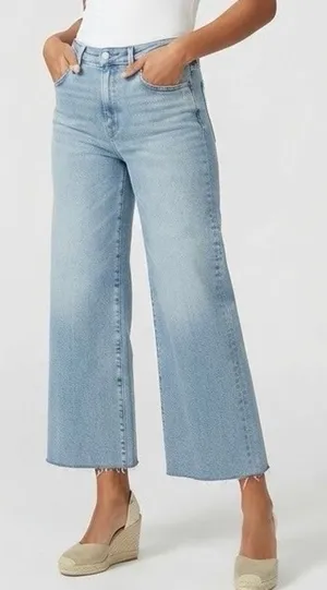AG Adriano Goldschmied Saige High-Rise Wide-Leg Crop Denim Jeans Size 29 thumbnail 1