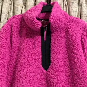 Lane Bryant Livi Active Hot Pink Sherpa Quarter Zip Pullover thumbnail 2