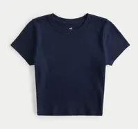Hollister Navy Cotton Cropped Tee thumbnail 1