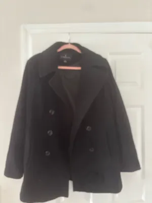 London Fog Black Double Breasted Peacoat Women’s Size L thumbnail 6