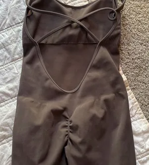 Brown Bodysuit Crisscross Low-cut Back‎ Womens Size Medium Stretchy thumbnail 1