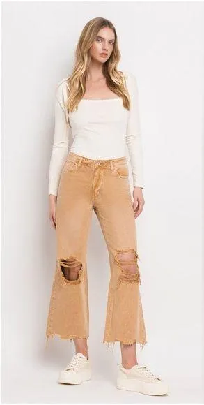 VERVET Kiss Of California High Rise 90’s Vintage Crop Flare Jeans thumbnail 1