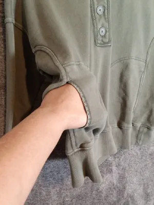Aerie Oversized Faded Pullover Sweatshirt Trail Lounge Athleisure Olive Womens thumbnail 6