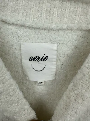 Aerie Cream V Neck Sweater Size Medium Oversized Boho thumbnail 3