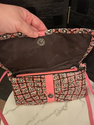 Vera Bradley Pink Brown Crossbody Floral Clutch Bag Vinyl Multiple Wear Classic thumbnail 9