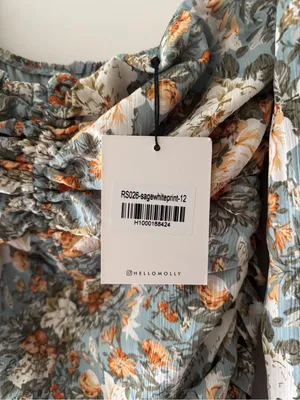 Hello Molly NEW! Basque Country Dress Sage Floral Ruched Mini Dress thumbnail 6