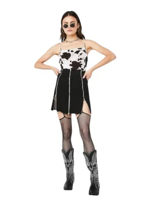 Deadstock: new Valfre ꥟ Lasso Mini Skirt ꥟ Black ꥟ Silver Zippers All Over ꥟ M ꥟ thumbnail 4